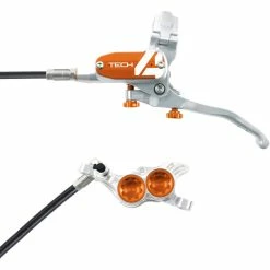 Hope Tech 4 E4 Brake - No Rotor -vélo Soldes Hope Tech 4 E4 Brake No Rotor Disc Brake Callipers Silver Orange T4E4ZSCL