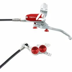 Hope Tech 4 E4 Brake - No Rotor -vélo Soldes Hope Tech 4 E4 Brake No Rotor Disc Brake Callipers Silver Red T4E4ZSRL