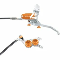 Frein Hope Tech 4 E4 (sans Disque) -vélo Soldes Hope Tech 4 V4 Brake No Rotor Disc Brake Callipers Silver Orange T4V4ZSCL