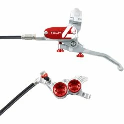 Frein Hope Tech 4 E4 (sans Disque) -vélo Soldes Hope Tech 4 V4 Brake No Rotor Disc Brake Callipers Silver Red T4V4ZSRL