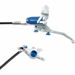 Frein Hope Tech 4 X2 (sans Disque) -vélo Soldes Hope Tech 4 X2 Brake No Rotor Disc Brake Callipers Silver Blue T4X2ZSBL