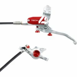 Frein Hope Tech 4 X2 (sans Disque) -vélo Soldes Hope Tech 4 X2 Brake No Rotor Disc Brake Callipers Silver Red T4X2ZSRL