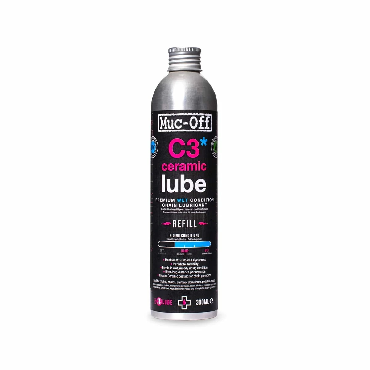 Muc-Off C3 Wet Ceramic Lube / Lubrifiant Pour Chaîne - 300 Ml 3 Muc-Off C3 Wet Ceramic Lube / Lubrifiant Pour Chaîne - 300 Ml